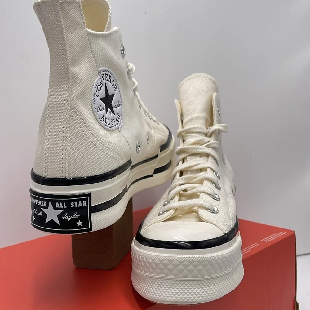 Converse WMNS CHUCK 70 PLUS HI EGRET/BLACK/EGRET A00915C Platforms Sneakers